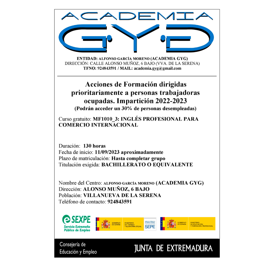 ACADEMIA GYG-CURSO DE FORMACIÓN GRATUITO